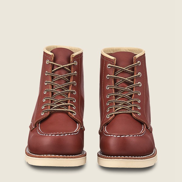 Red Wing Womens Heritage Boots - 6-inch Classic Moc - Short Atanado Leather - Burgundy - GYV982036